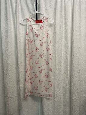 Liz Claiborne Floral Slip Dress Size Petite S White Pink Sleeveless Y2K
